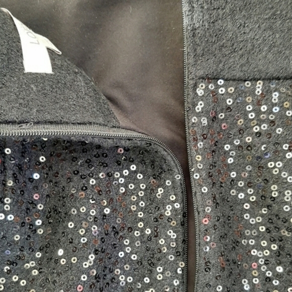 LOFT Black Sparkley Mini Skirt sequins Pockets party New Years Christmas - Picture 4 of 5